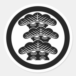 Right-aligned 3 tierded pine trees with circle as family crests sticker