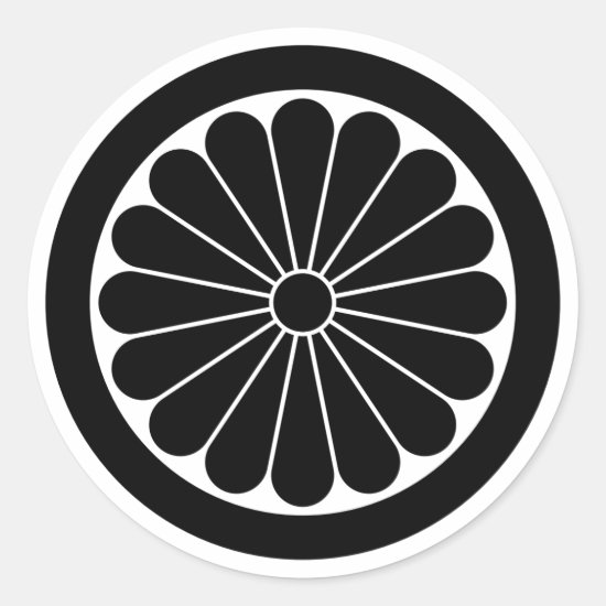 16 petals Chrysanthemum with round as family crests Sticker