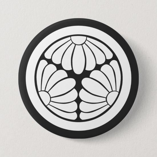 A circle in 3 Chrysanthemum Flowers as japanese family crests button