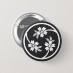 Family Crests 3 Cherry blossoms Flowers button