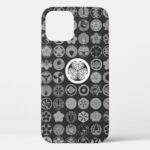 family crests flowers and plants black iphone case