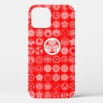 family crests flowers and plants RED iphone case