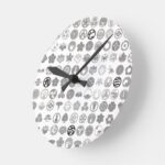 Family Crests Flowers and Plants White Round Clock
