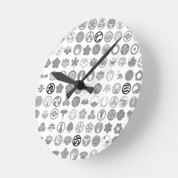 [Family Crests] Flowers and Plants White Round Clock