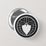 family crests Flowers Circle and Wisteria Pin Button