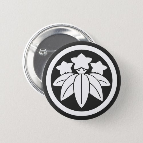 Family Crests Kikyo Flowers Round Pin back Button