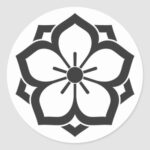Bardo double layered bellflowers for family crests Round Stickers