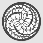 Counterclockwise three-way wisteria for Kamon Round Sticker