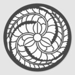 Counterclockwise three way wisteria for Kamon Round Sticker