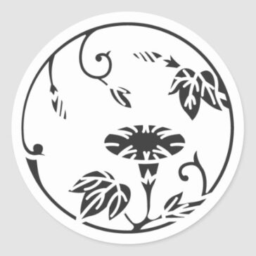 Round shaped morning glory, leaves and vine for family crests Sticker