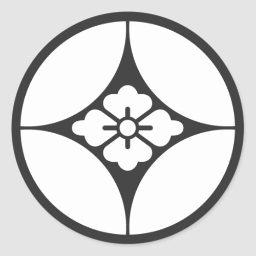 family_crests_flowers_classic_round_sticker-shippo_inside_hanabishi Shippo inside Hanabishi for Kamon Sticker