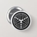 Family Crests Three Chrysanthemum Flowers Round Button