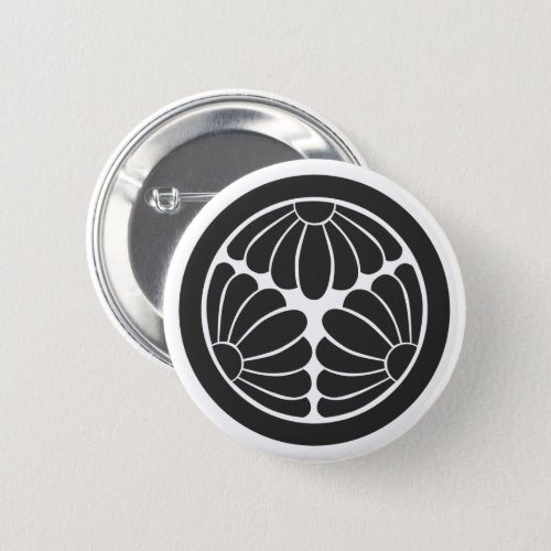 Family Crests Three Chrysanthemum Flowers Round Button