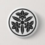 Three Kikyo Flowers Round as family crests Buttons