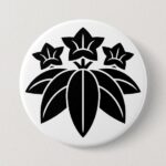 Gentian flowers and Bamboo grasses as Japanese family crest button