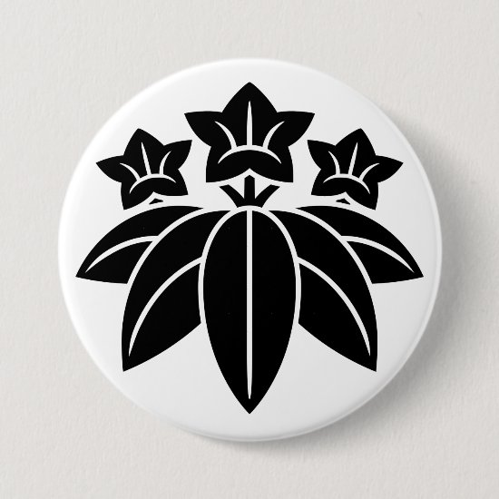 Gentian flowers and Bamboo grasses as Japanese family crest button