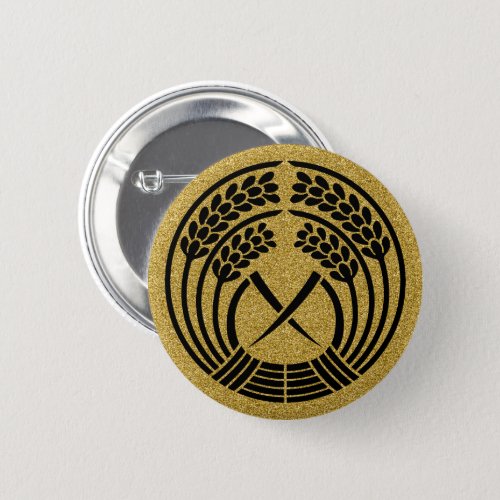 family_crests_hugging_rice_ear_round_button Hugging rice ear for Family crests Round Button