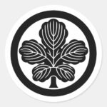 Kaji leaf with round as Japanese family crest sticker