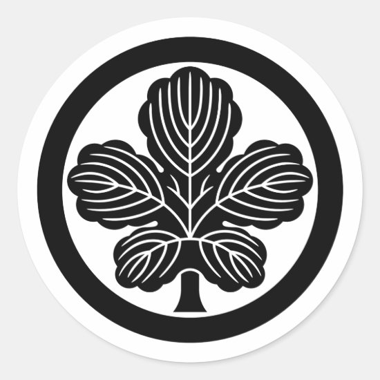 Kaji leaf with round as Japanese family crest sticker