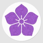 Kikyo balloon Flowers for Kamon round sticker