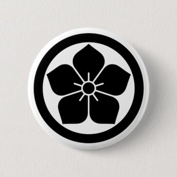 Kikyo flower inside a circle Family crest button
