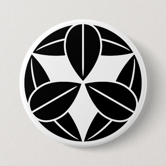 Nine bamboo leaves as Japanese Family Crests Button