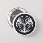 3 hollyhocks inside circle pinback button