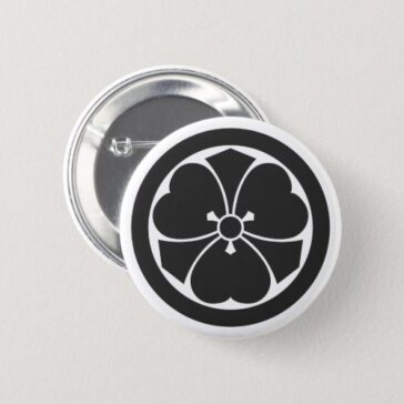 a circle inside Oxalis corniculata with swords for family crests Pinback Button