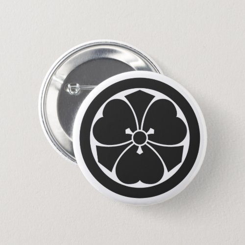 family_crests_plants_button-Oxalis-corniculata-with-sword a circle inside Oxalis corniculata with swords for family crests Pinback Button