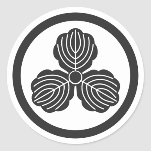 family_crests_plants_classic_round_sticker-3-oak-leaves 3 oak leaves inside a circle for family crests Sticker