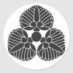 3 hollyhocks Aois end alignment for family crests Sticker