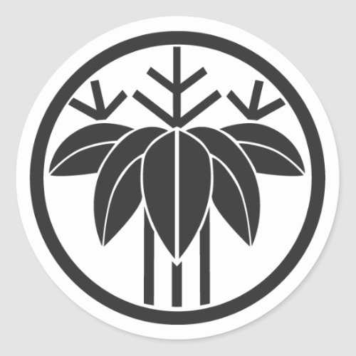 family_crests_plants_classic_round_sticker-bamboo-grass A circle inside Bamboo laves for family crests Sticker