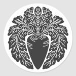 Front facing Daikon radish for family crests Sticker