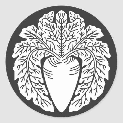 family_crests_plants_classic_round_sticker-front-facing-daikon-radish Front facing Daikon radish for Kamon round Sticker