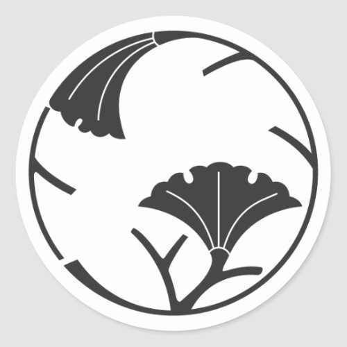 Circular designed Ginkgo leaves and branch for Family crests Sticker