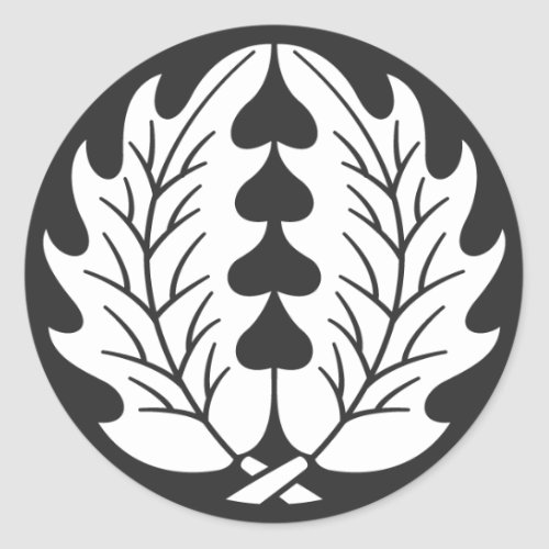 family_crests_plants_classic_round_sticker-hugged_holly_olive Hugged holly olive leaves for Kamon Round Sticker