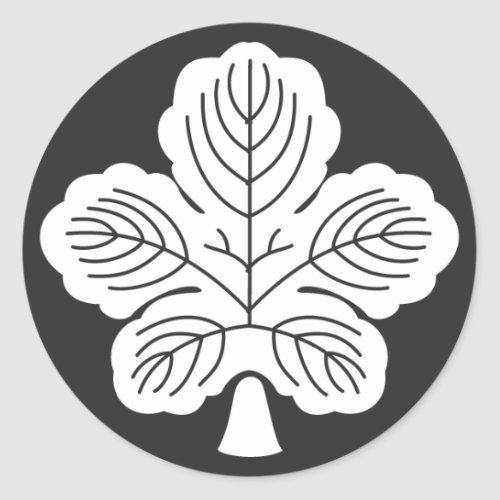 family_crests_plants_classic_round_sticker-kaji_leaf Kaji leaf for Kamon Sticker