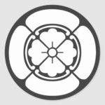 Karahana flower inside Four sided Mokko Pattern for Kamon Round sticker
