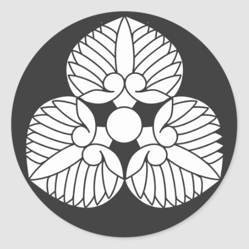 family_crests_plants_classic_round_sticker-three-hollyhocks 3 hollyhocks end alignment for Kamon sticker