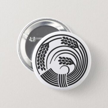 Counterclockwise rice ears for family crests pinback button