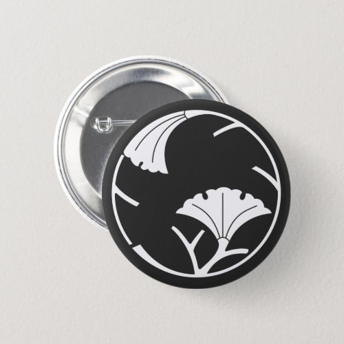family_crests_plants_pinback_button-ginko-branch-circle Ginkgo and branches were designed like a circle for family crests Pinback Button