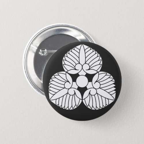 family_crests_plants_pinback_button-three-hollyhocks 3 hollyhocks end alignment for Kamon pinback Button