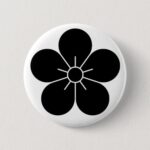 Plum Flowers as Japanese Family crest Pinback Button
