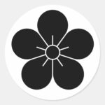 Plum Blossom as Japanese Family crest classic round sticker