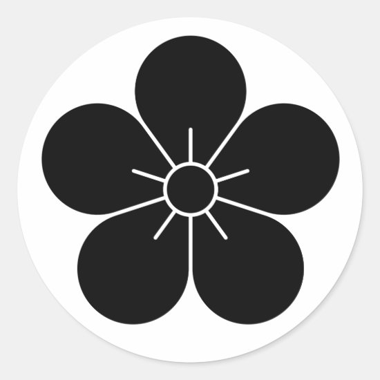 Plum Blossom as Japanese Family crest classic round sticker