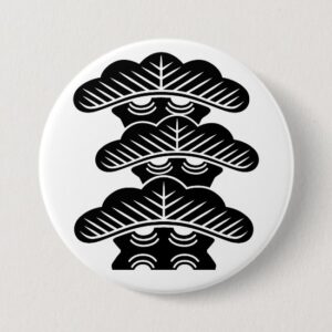 Right-aligned three tierded pine trees as Japanese family crests button