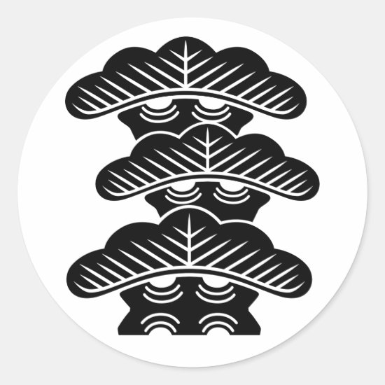 Right-aligned three tierded pine trees as Japanese family crests sticker