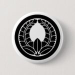 Rising wisteria with round as Japanese family crest button