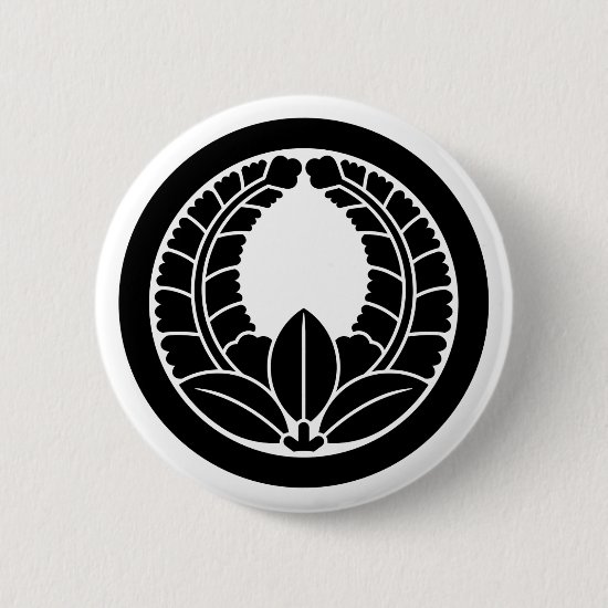 Rising wisteria with round as Japanese family crest button