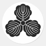 Three oak leaves as Japanese family crests sticker
